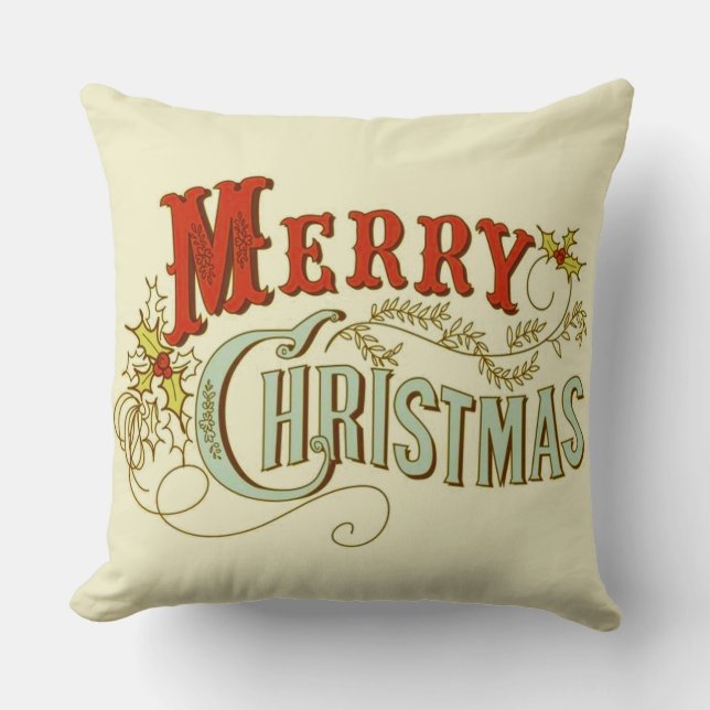 Coussin Rustique classique et traditionnel Joyeux Noël (Recto)