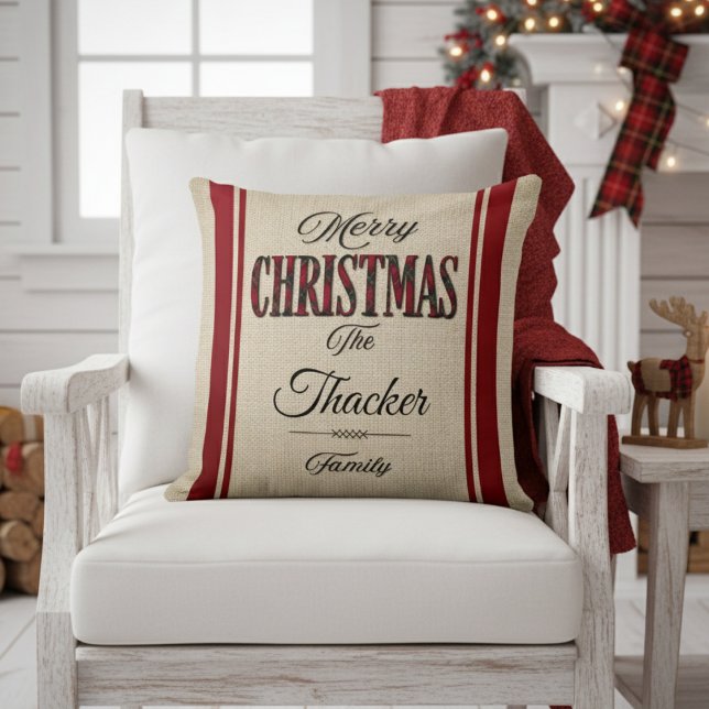 Coussin Rustique classique Vintage Joyeux Noël (Créateur téléchargé)
