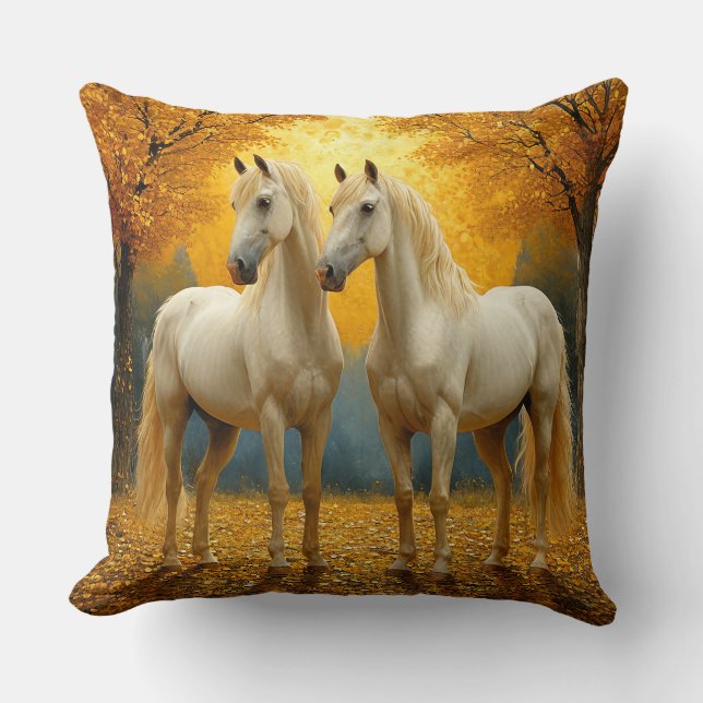 Coussin Rustique Confortable Graseful Horses Cadea (Recto)