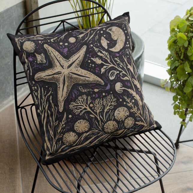 Coussin Rustique Côtier Art Nouveau Starfish Sous l'eau (Créateur téléchargé)