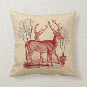 Coussin rustique de cerfs communs rouges de région