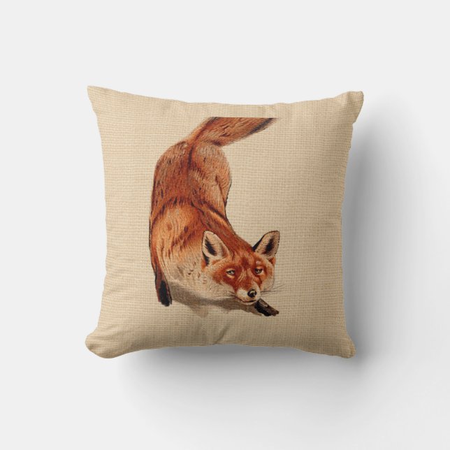 Coussin rustique de Fox rouge de région boisée (Recto)