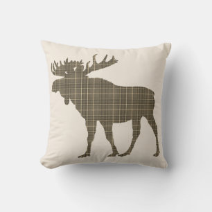 Coussin rustique de plaid d'orignaux Brown de