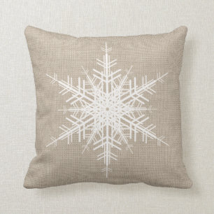 Coussin rustique de vacances de flocon de neige