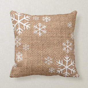 Coussin rustique de vacances de plaid de flocons