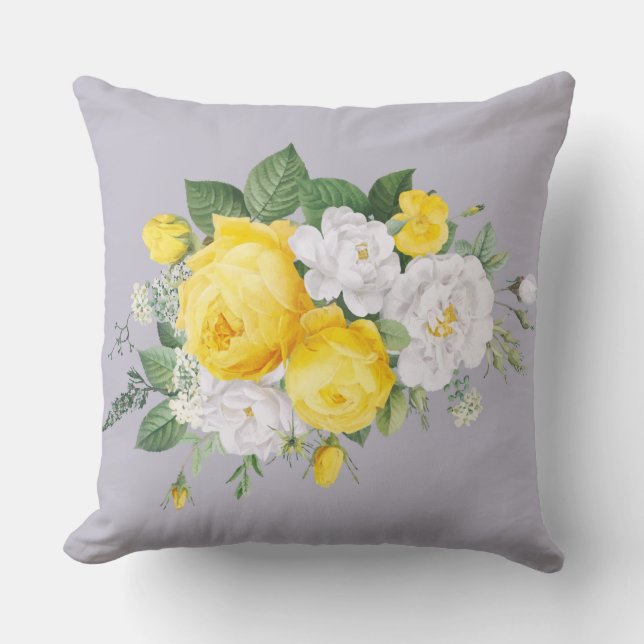Coussin Rustique Elegant Jaune Floral (Recto)