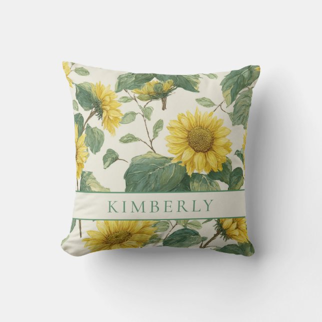 Coussin Rustique & Élégant Tournesol Floral Classique (Recto)