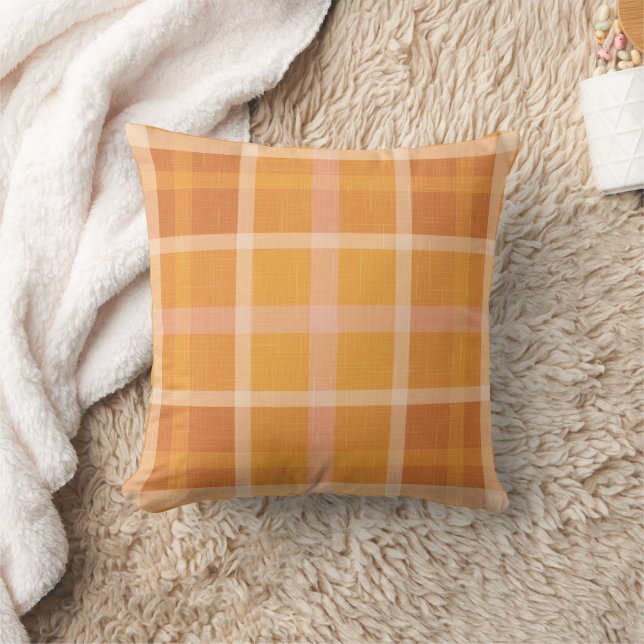 Coussin Rustique Orange Automne Plaid Tartan Thailer Pil (Couverture)