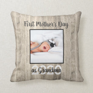 Coussin Rustique Première Fête des Mères Grand-mère Bois P