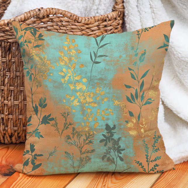 Coussin Rustique Sud-Ouest Boho Chic Terracotta Turquoise (Rustic Southwestern Boho Chic Terracotta Turquoise Throw Pillow)