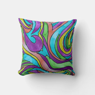 Coussin Rythme de couleur - Art abstrait à l'aquarelle pei
