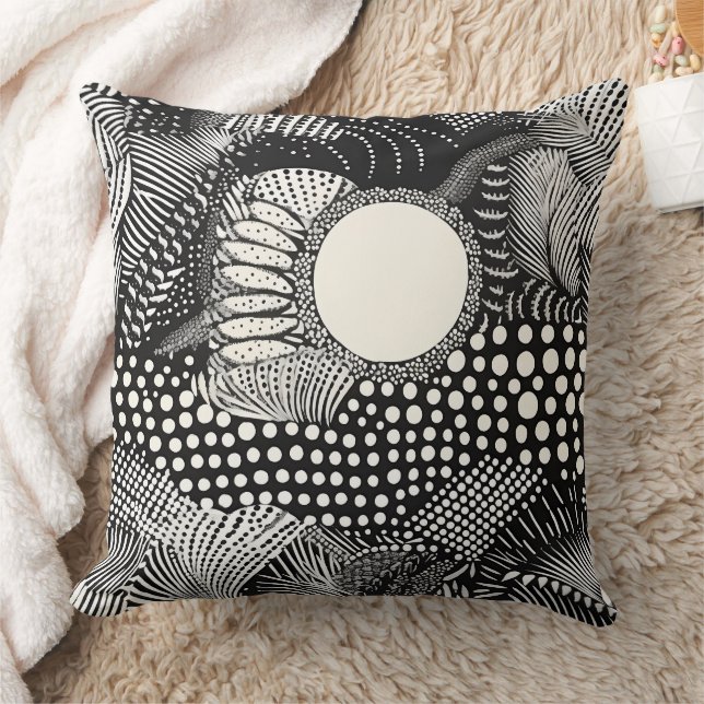 Coussin Rythme en noir et blanc – Abstrait monochrome (Couverture)