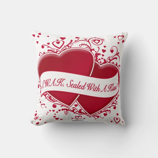 Coussin S.W.A.K. Scellé avec un baiser ! Coeurs rouges (Recto)