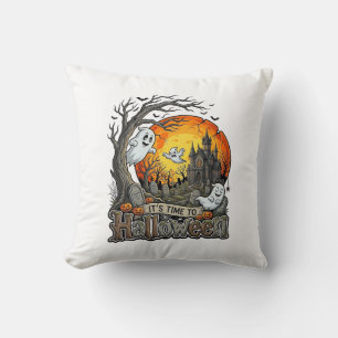 Coussin Sa Maison Hantée Halloween Cimetière Effrayant