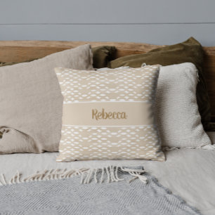 Coussin Sable beige motif chaîne ondulée personnalisé styl