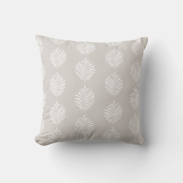 Coussin Sable blanc Motif feuille de palme côtière (Recto)