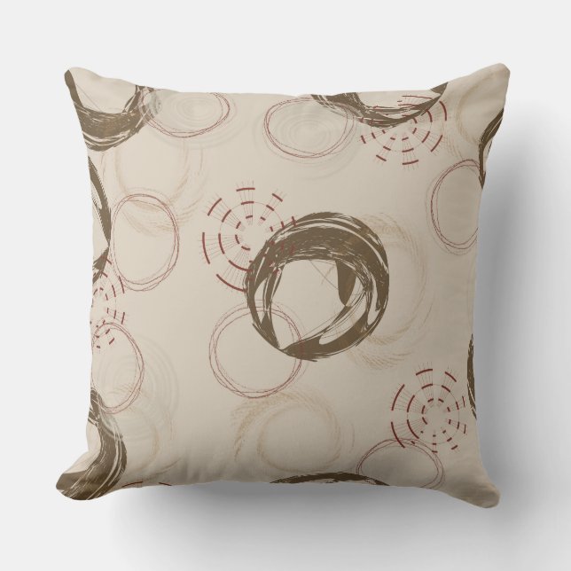 Coussin Sable, rouge et olive géométriques (Recto)