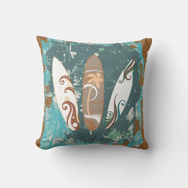 Coussin sable surfant de carreaux de planches de surf (Recto)