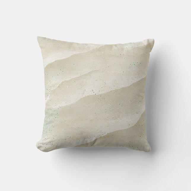 Coussin Sable tacheté de rivage aqua et vert écume de mer  (Recto)