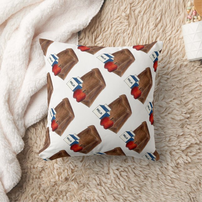 Coussin Sac Brown École Déjeuner enseignant Cadeau Cafétér (Couverture)