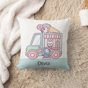 Coussin Sac fourre-tout lapin et manchot de camion de glac