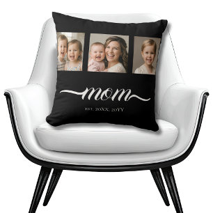 Coussin Sac fourre-tout photo noir avec texte 'Maman établ