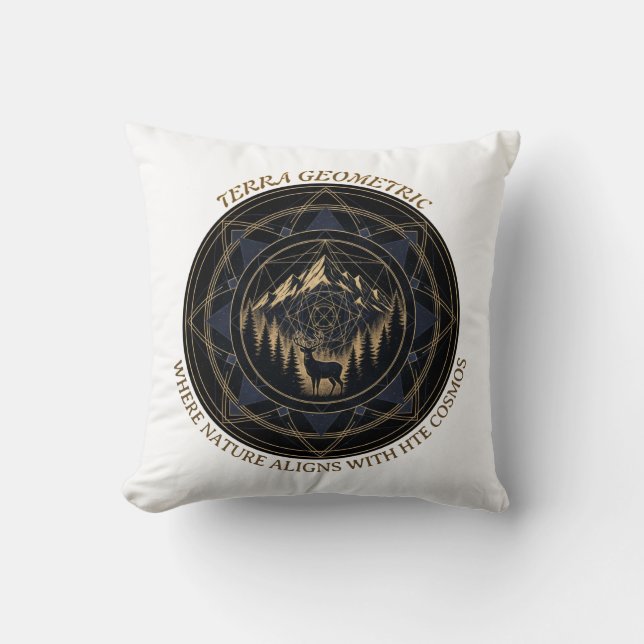 Coussin Sacred Geometry Nature Fusion • Mountains & Forest (Recto)