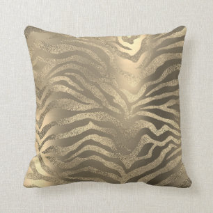 Coussin Safari Africain Champaig Or Zèbre animal peau
