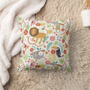 Coussin Safari Animal Bébé Coussin, Jungle colorée brillan