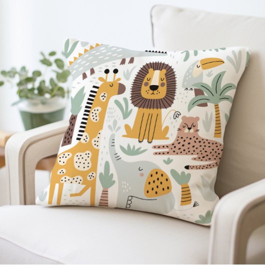 Coussin Safari Animaux Coussin, Cute Jungle Animaux Coussi