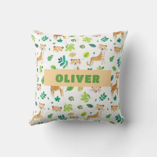 Coussin Safari Animaux Nursery Room Cute Wildlife Motif