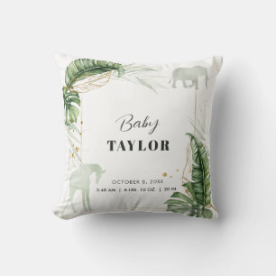 Coussin Safari aquarelle girafe éléphant Baby Shower