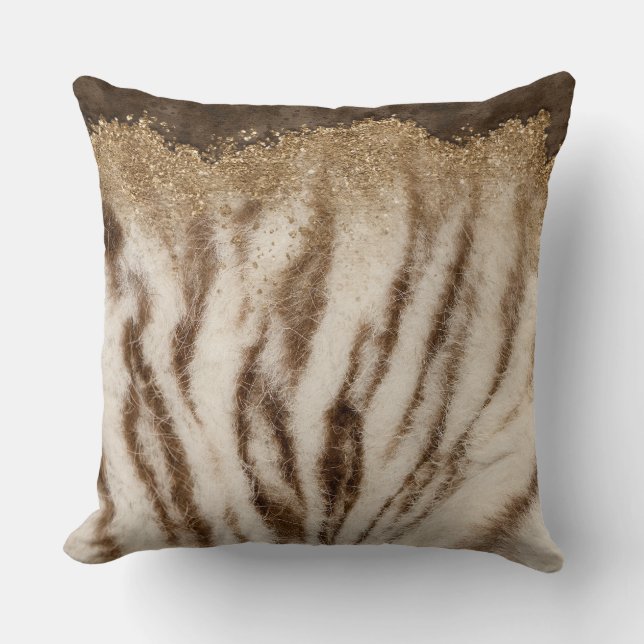Coussin Safari Chic : Texture de peau animale Jeter des or (Recto)