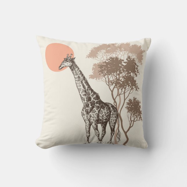 Coussin Safari Coucher de soleil Giraffe Paysage naturel (Recto)