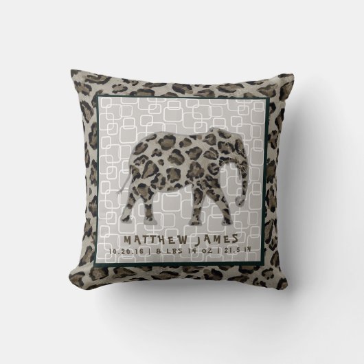 Coussin Safari Elephant bébé garçon Empreinte de léopard s (Recto)