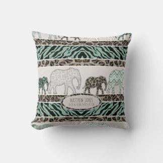 Coussin Safari Elephants Baby Boy Nursery Leopard Zebra