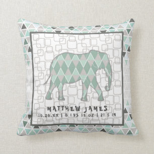 Coussin Safari Elephants Baby Boy Statistiques géométrique