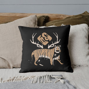 Coussin Safari Graphique Animal Féroce Tigre Noir Personna