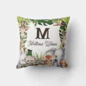 Coussin Safari jungle animaux mignonette bébé nom de bébé (Verso)
