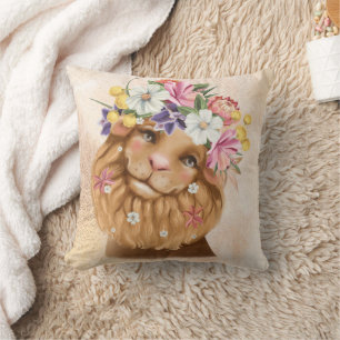 Coussin Safari wildone baby shower rose et or