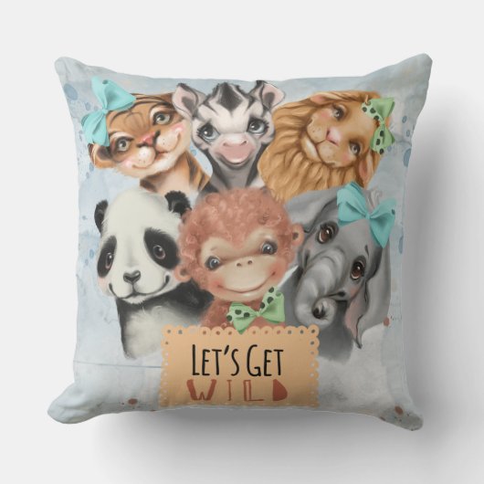 Coussin Safari wildone bébé bleu (Recto)