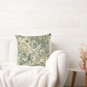 Coussin Sage Acanthus déroulé et Turquoise
