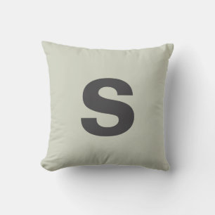 Coussin Sage blanc initial du monogramme personnalisé