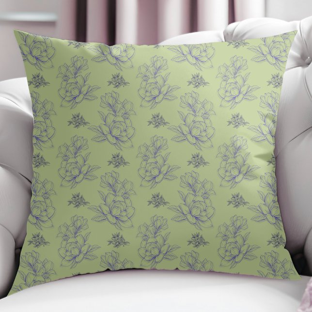 Coussin Sage Classic Vintage Flower Motif simple (Créateur téléchargé)