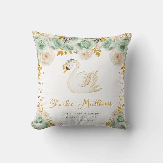 Coussin Sage de cygne Statistiques de naissance des Roses  (Recto)