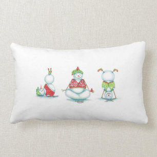 Coussin sage de Noël de trois bonhommes de neige