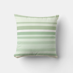 Coussin Sage et vert olive atténués rayures bariolées