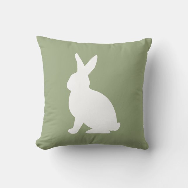 Coussin Sage Green And White Sitting Bunny Cute Easter (Recto)