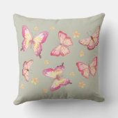 Coussin Sage Green Baby Girl Name Pink Butterfly Nursery (Verso)