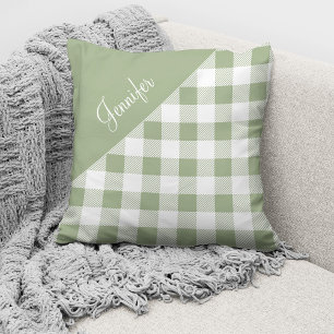 Coussin Sage Green Buffalo Plaid Check Nom du Motif